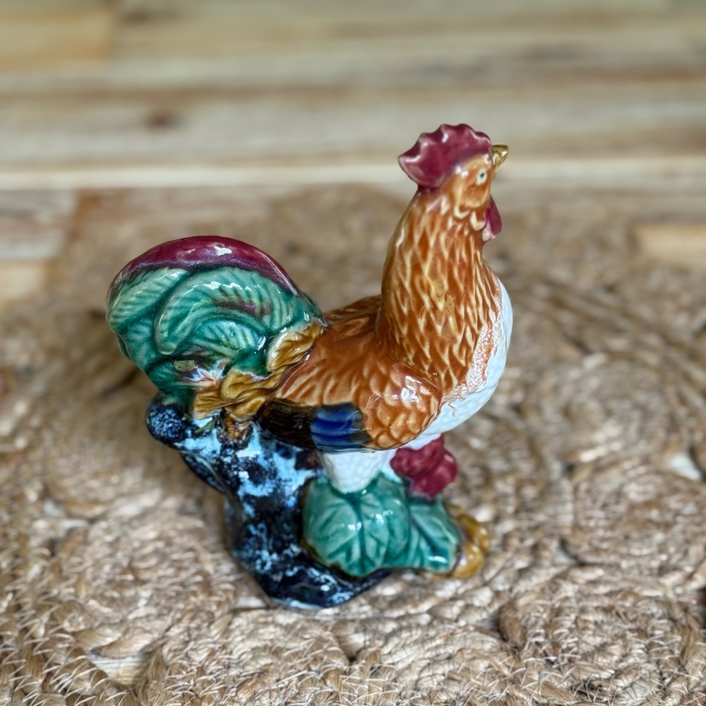 Colorful Ceramic Rooster Figurine - Picture 2 of 6